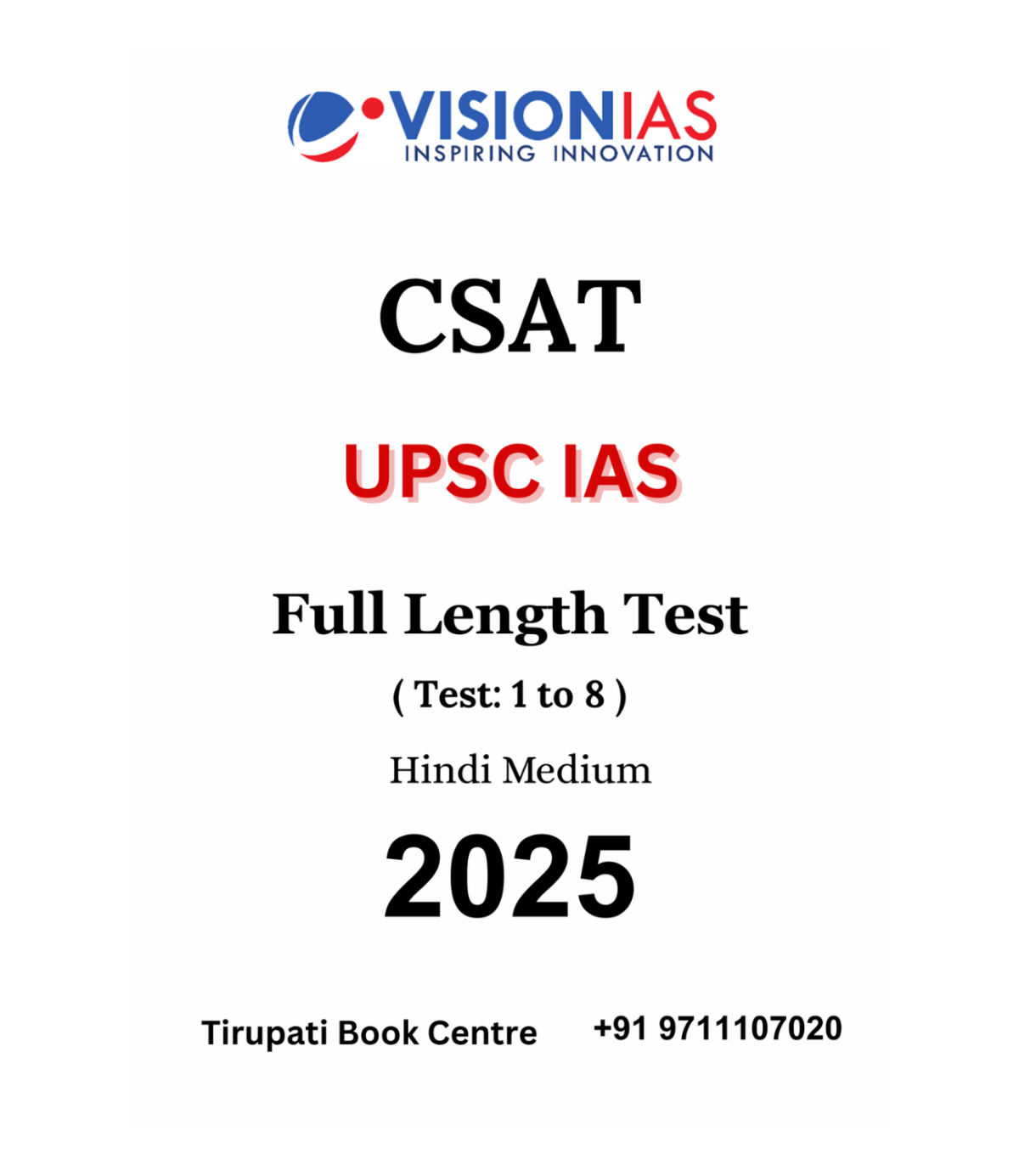 Vision IAS CSAT Full Length Test Series 1 to 8 (Hindi Medium)