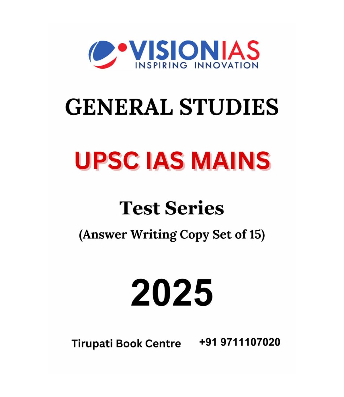 Vision General Studies Mains 2025 Answer Writing Copy Test (Set of 15)