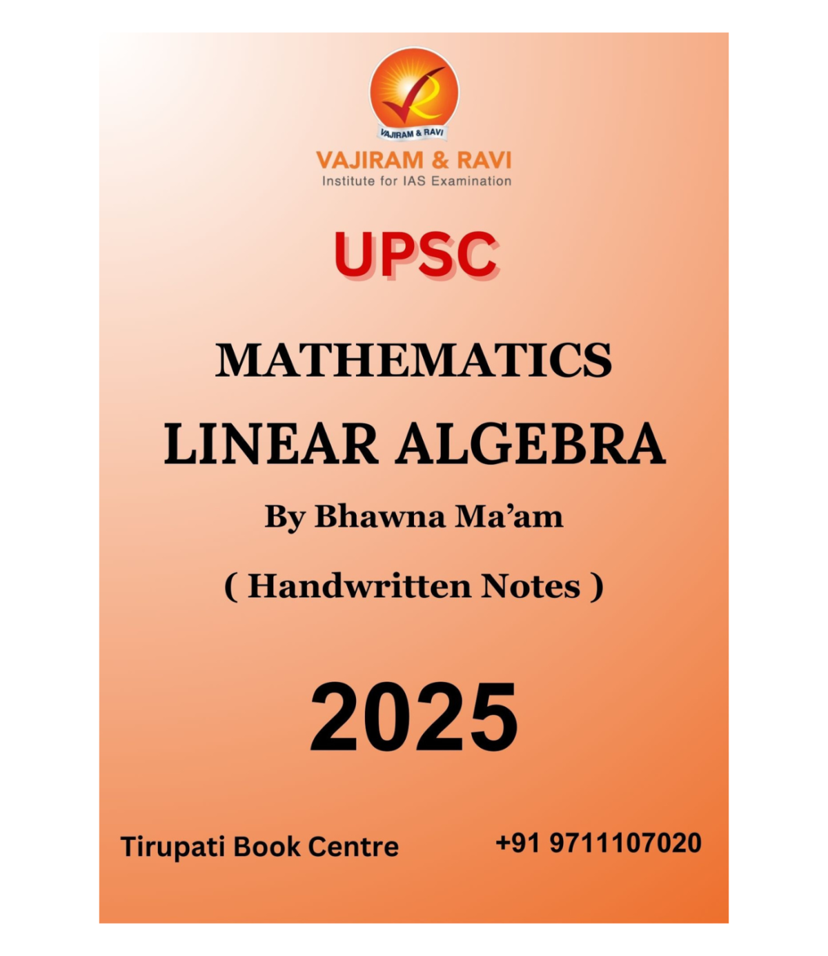 Linear Algebra Handwritten Notes by Bhawna Mam for IAS Mains