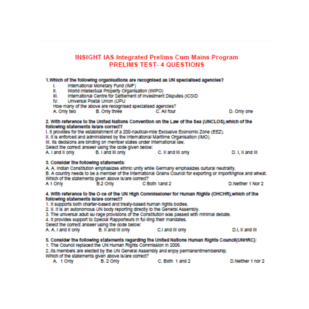 Insights IAS Test Series 2026 Test -4 Polity - Image 2