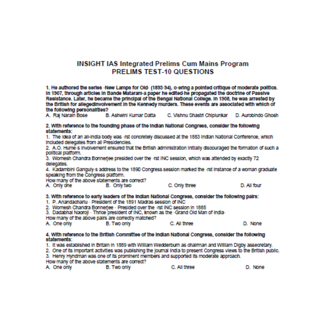 INSIGHTS IAS Test Series 2026 Test -10 - Image 3