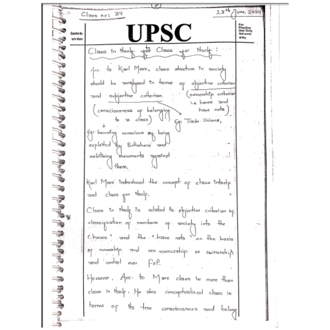 Sociology Optional Book 2 – Handwritten Class Notes - Image 2