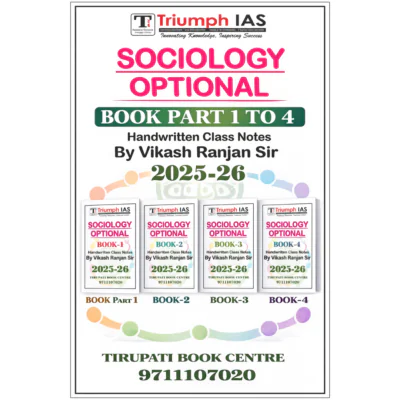 Triumph IAS Sociology Optional Handwritten Class Notes (Set of 4 Books) by Vikash Ranjan Sir – 2025-26 Edition B/W