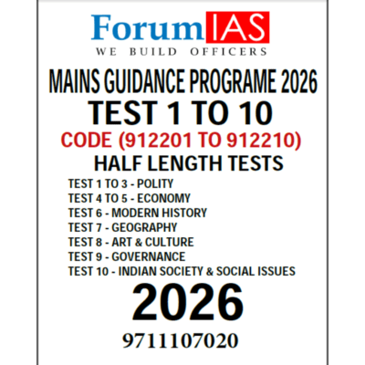ForumIAS Mains Guidance Programme (MGP) 2026 | Tests 1-10 (Half Length) | English Medium