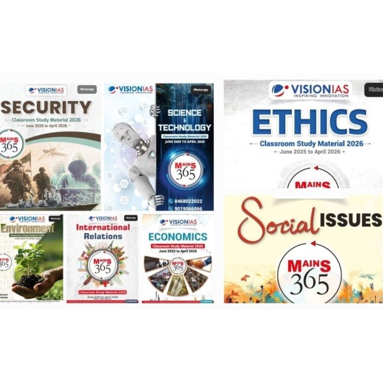 Vision IAS Mains 365 Combo 2026 – GS Complete Study Material (Security, Science & Tech, Ethics, Social Issues, Environment, IR, Economics) PHOTOCOPY