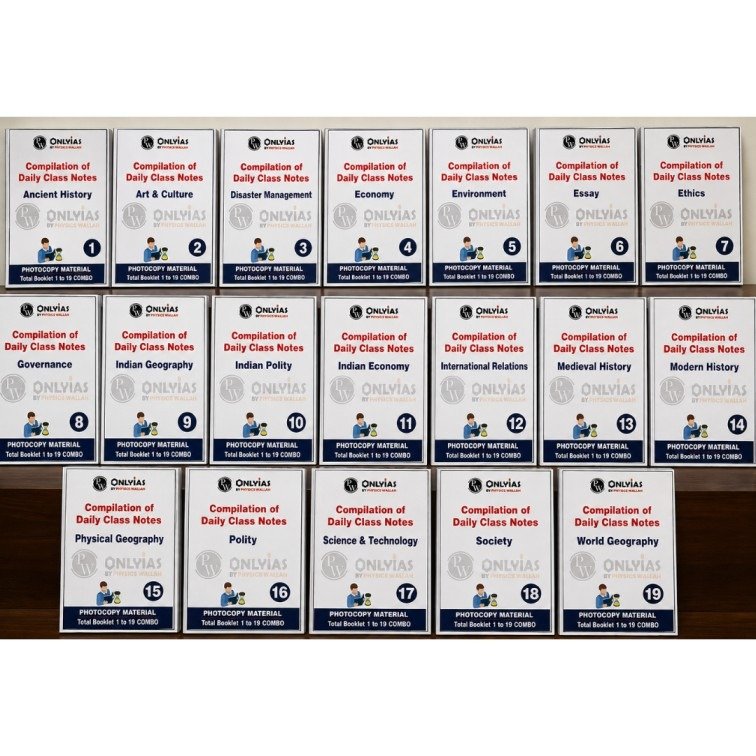 OnlyIAS UPSC GS Printed notesCompilation - Complete Set of 19 Booklets (Latest Edition) photocopy