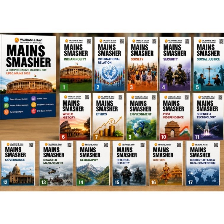 Vajiram & Ravi Mains Smasher Complete Booklet Series (Set of 17 Books) – UPSC CSE Mains Exam photocopy