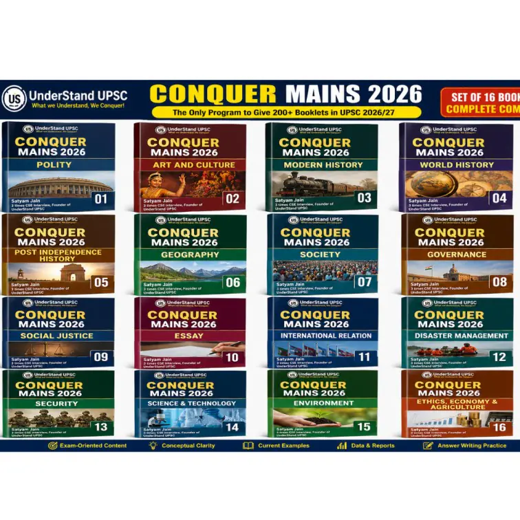 UnderStand UPSC Conquer Mains 2026 Study Material (Set of 16 Booklets) – Complete GS Mains Syllabus Coverage photocopy