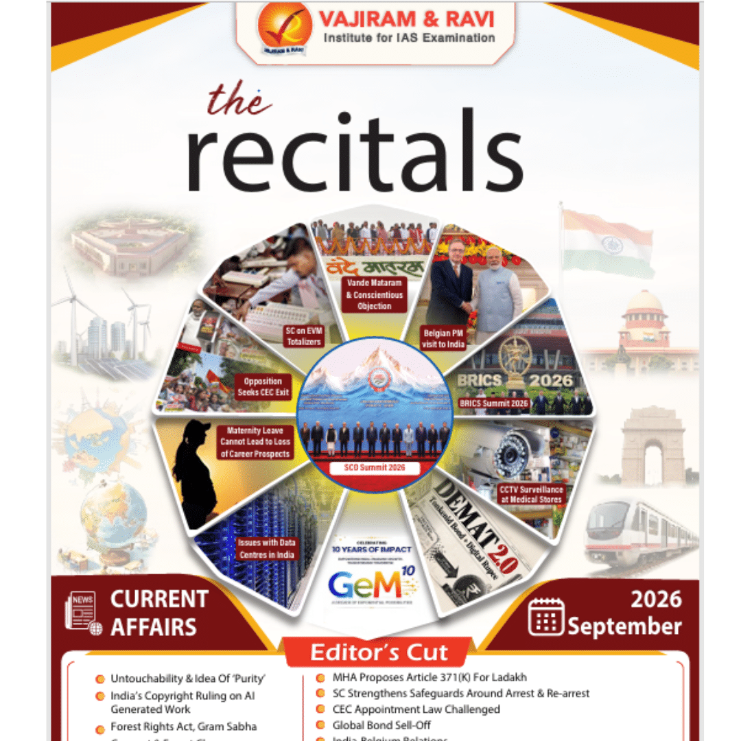 Vajiram & Ravi The Recitals Monthly Current Affairs Magazine (September 2026) for UPSC CSE Photocopy